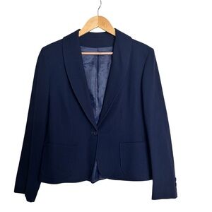 Vintage Devon Hall Robert Paul Taboh 100% Wool Size 12 Womens Blazer Navy Collar